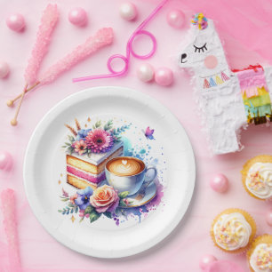 Assiettes En Carton Café et gâteau Anniversaire du meilleur ami