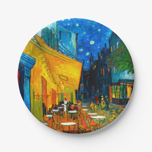 Assiettes En Carton Café Van Gogh Terrasse en soirée (Devant)