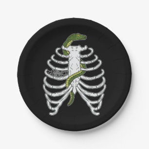 Assiettes En Carton Cage De Rib Squelette Os Avec Serpent Vert Hallowe