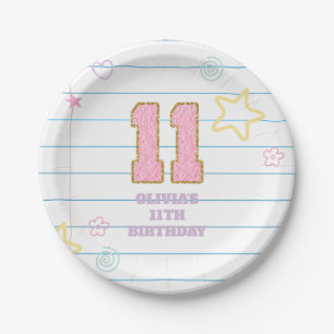 Assiettes En Carton Cahier Varsity prépa pastel patch 11e anniversaire