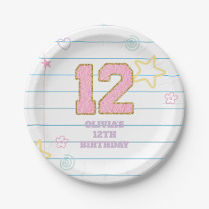 Assiettes En Carton Cahier Varsity preppy pastel patch 12e anniversair