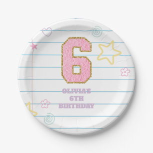 Assiettes En Carton Cahier Varsity preppy pastel patch 6e anniversaire