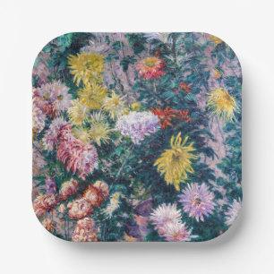 Assiettes En Carton Caillebotte - Chrysanthèmes blancs et jaunes