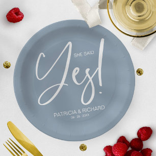 Assiettes En Carton Calligraphie Chic Elle a Dit Oui Fête de Fiançaill