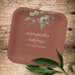 Assiettes En Carton Calligraphie Mariage minimaliste simple en terre c