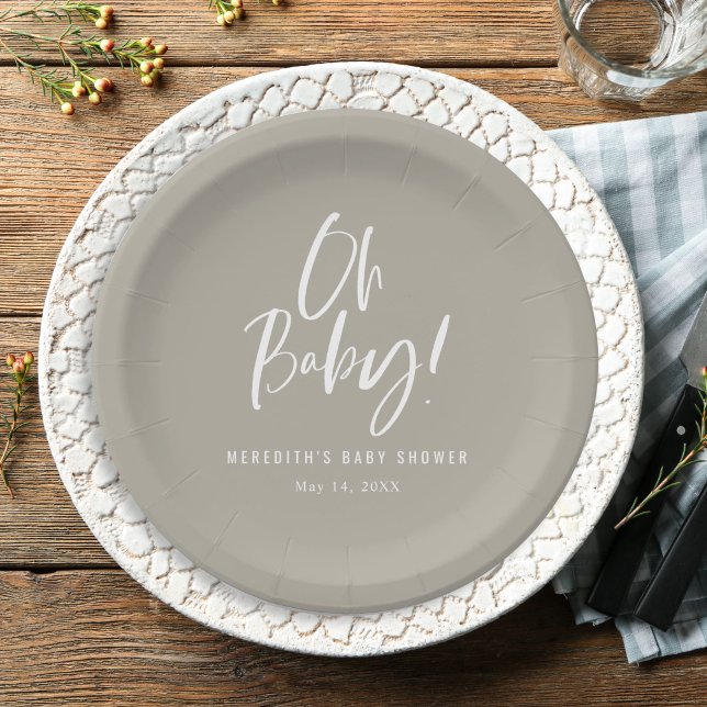 Assiettes En Carton Calligraphie simple Baby shower neutre entre les s (Créateur téléchargé)