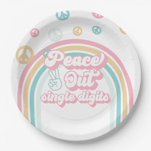 Assiettes En Carton Calme Des Chiffres Simple Retro Summer Rainbow (Devant)