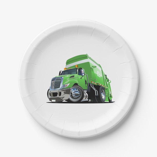 Assiettes En Carton Camion à ordures de dessin (Devant)