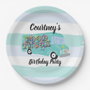 Assiettes En Carton Camion bleu turquoise Fête d'anniversaire Personna