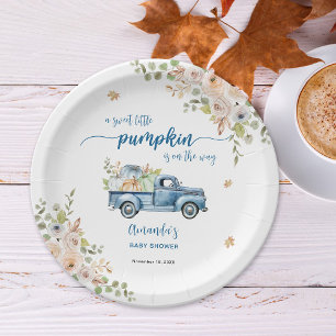 Assiettes En Carton Camion de ferme bleu Baby Shower Petits potirons