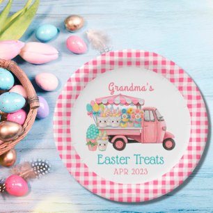 Assiettes En Carton Camion de marché floral aquarelle écossaise Pâques