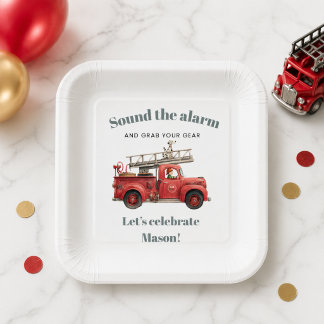Assiettes En Carton Camion de pompiers Anniversaire Sonnez l'alarme 