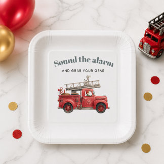 Assiettes En Carton Camion de pompiers Anniversaire Sonnez l'alarme 