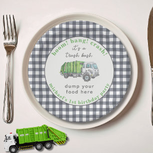 Assiettes En Carton Camion Poubelle Anniversaire Personnalisé Drôle