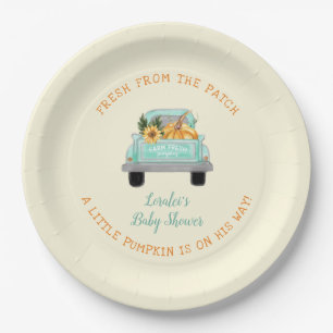 Assiettes En Carton Camion vintage Avec Baby shower Automne Citrouille
