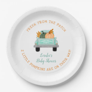 Assiettes En Carton Camion vintage Avec Citrouille Twins Baby shower A
