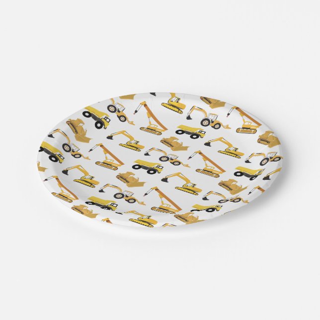 Assiettes En Carton Camions de construction (Angle)