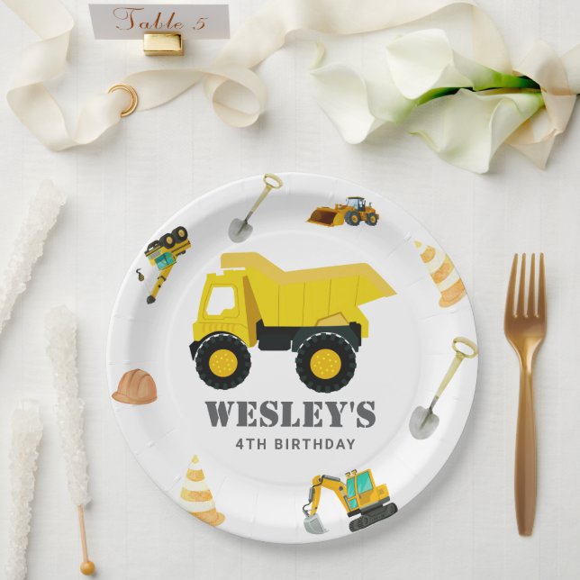 Assiettes En Carton Camions de construction Anniversaire (Mariage)