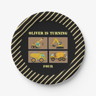 Assiettes En Carton Camions de construction | Anniversaire de enfant d