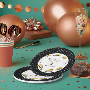 Assiettes En Carton Camions de construction Camions de construction Jo