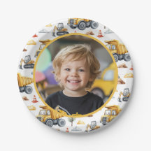 Camions de construction jaunes Anniversaire de enf