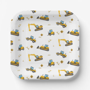 Assiettes En Carton Camions de vidange de construction Motif N'importe