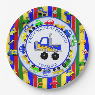 Assiettes En Carton Camions, voitures, tracteurs et panneaux de signal