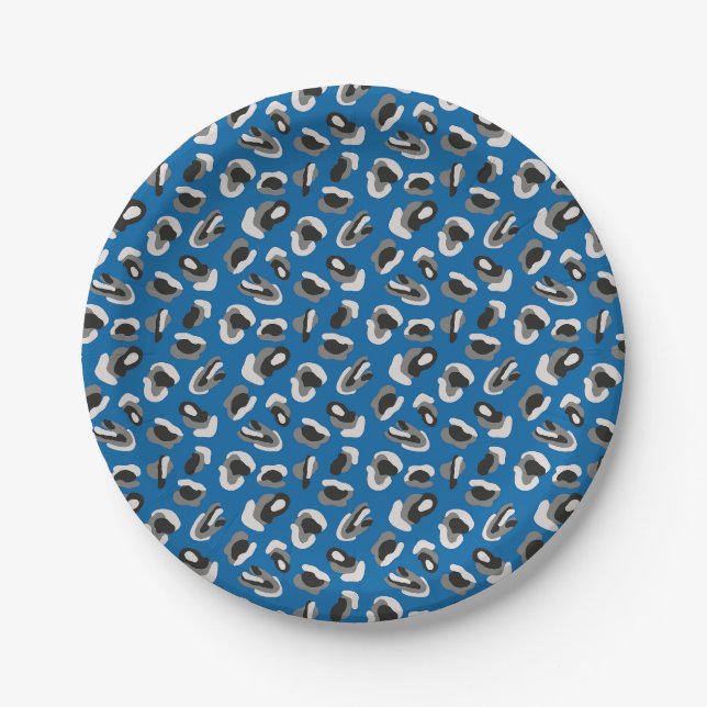 Assiettes En Carton Camo bleu vif/Motif Poster de animal (Devant)