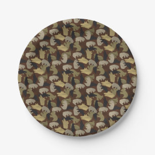Assiettes En Carton Camouflage animal Silhouette Brown