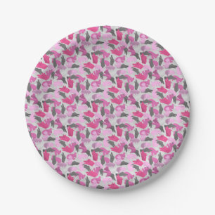 Assiettes En Carton Camouflage animal Silhouette rose