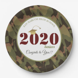 Assiettes En Carton Camouflage forestier personnalisé Motif Graduation