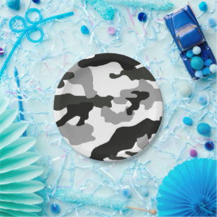 Assiettes En Carton Camouflage gris urbain no 15 imprimé