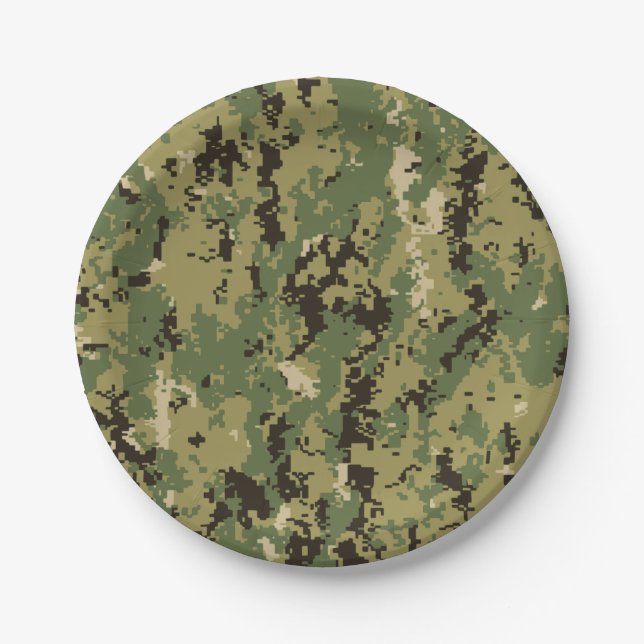 Assiettes En Carton Camouflage naval Woodland (Devant)