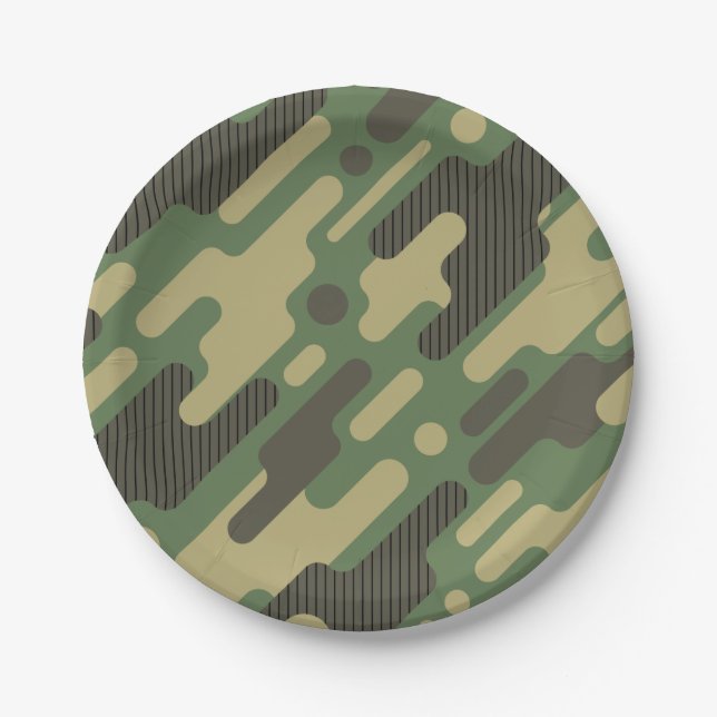 Assiettes En Carton Camouflage vert. Camo ton (Devant)