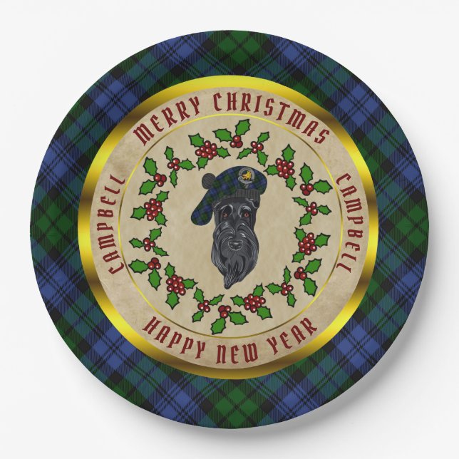 Assiettes En Carton Campbell Scottie Dog Plaque de papier de Noël (Devant)