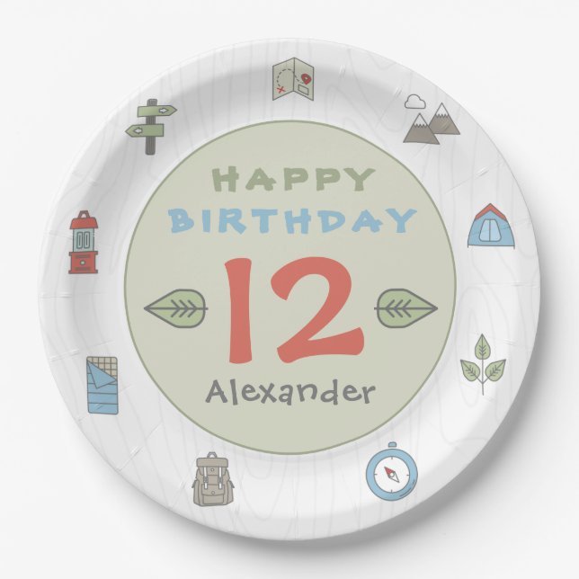 Assiettes En Carton Camping d'aventure en plein air Randonnée pour enf (Devant)