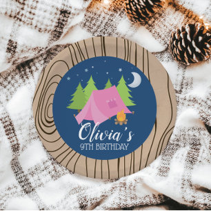 Assiettes En Carton Camping fille Anniversaire Plaques de fête bois ar