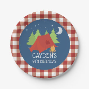 Assiettes En Carton Camping Plaques de fête d'anniversaire rouge plaid