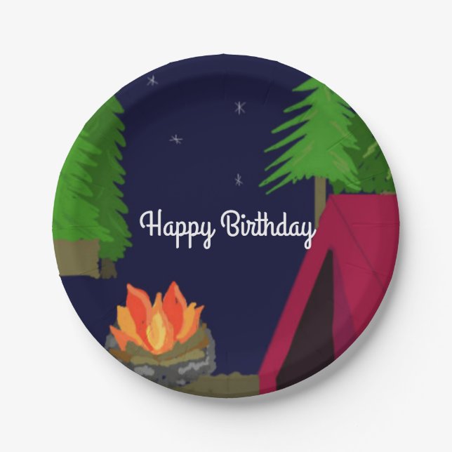 Assiettes En Carton Camping Twilight Anniversaire (Devant)