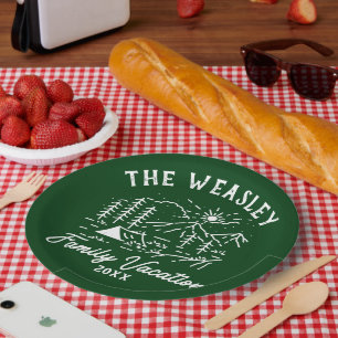 Assiettes En Carton Camping vintage Voyage en famille