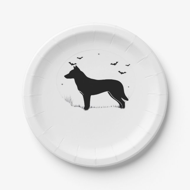 Assiettes En Carton Canaan Chien - Halloween Lune Silhouette Classique (Devant)