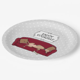 Assiettes En Carton Canapé Greyhound (fawn) Chien Lazy Dormir Drôle