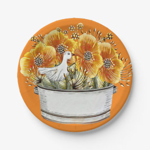 Assiettes En Carton Canard avec Fleurs et Conteneur Design