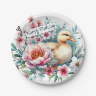 Assiettes En Carton Canard de printemps aquarelle Anniversaire
