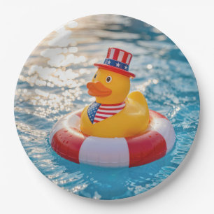 Assiettes En Carton Canard en caoutchouc jaune patriotique USA dans un