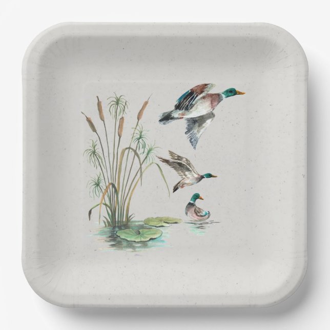 Assiettes En Carton Canards colverts (Recto)