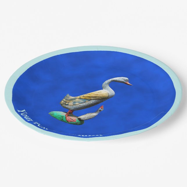 Assiettes En Carton Canards patinés en bois (Angle)