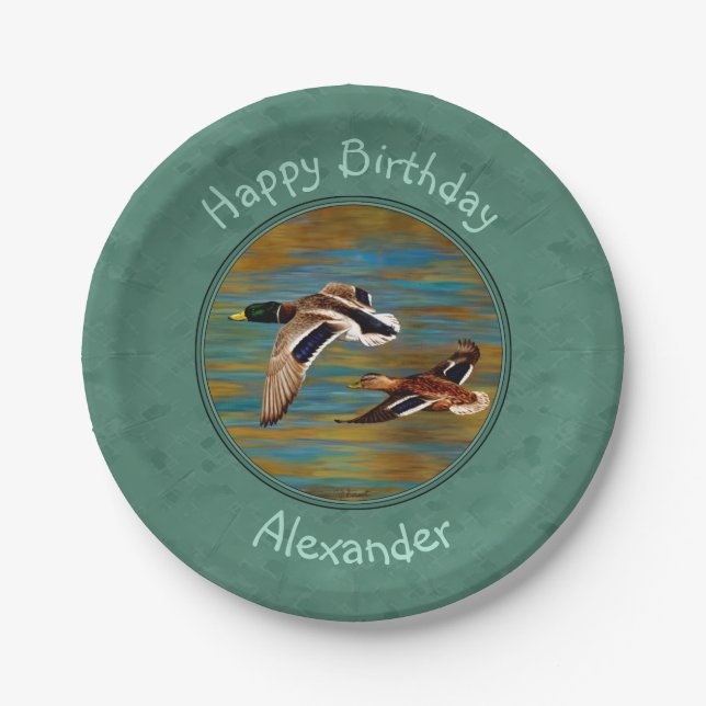 Assiettes En Carton Canards volants Sea Mist Green (Devant)