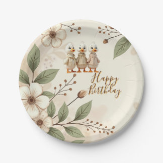 Assiettes En Carton Canards Whimsy Avec Floral