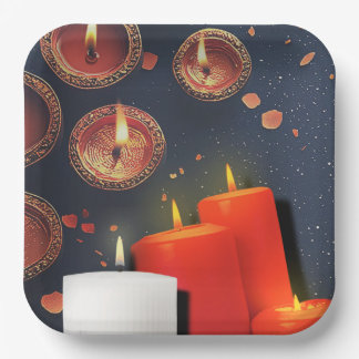 Assiettes En Carton Candle Red Christmas 